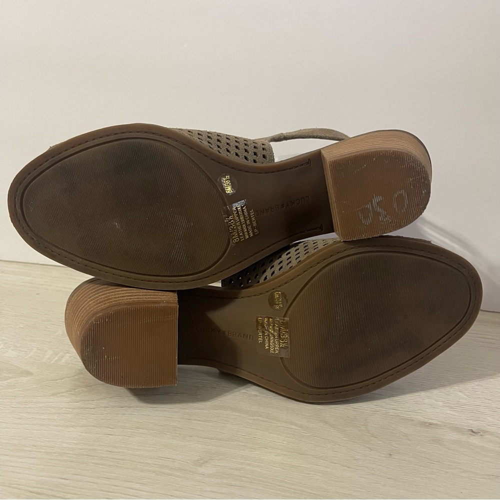 Lucky Brand LP-Bertel Women's 8M Grey Leather Heel Sandals Sling Back Shoes - Picture 7 of 8